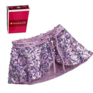 American Girl Isabelle Dance Skirt Purple Sequin Doll Dance Ballet Accessory Box